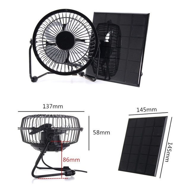 3W 6V Solar Panel Cell + 4 Inches Mini Fan